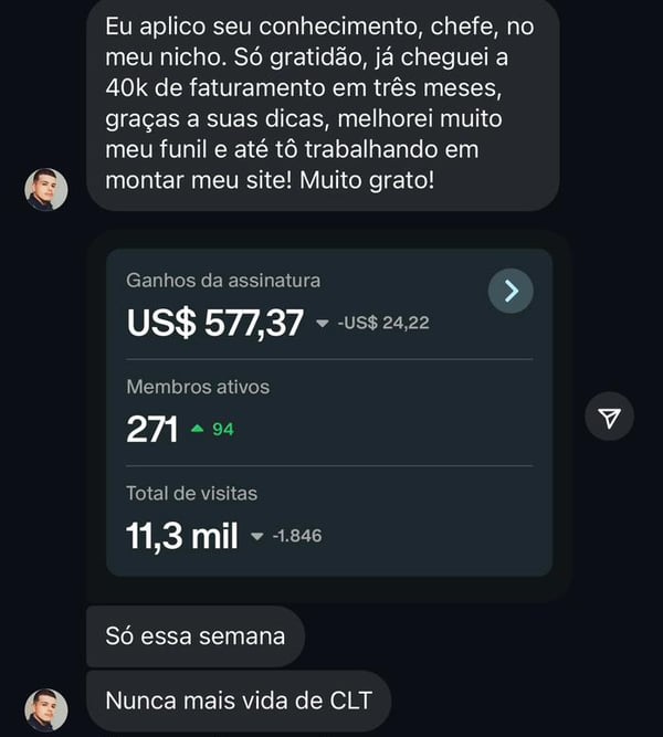 Depoimento sobre 40k de faturamento